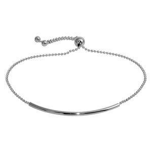 Silver 925 Rhodium Plated Tube Bead Lariat Bracelet